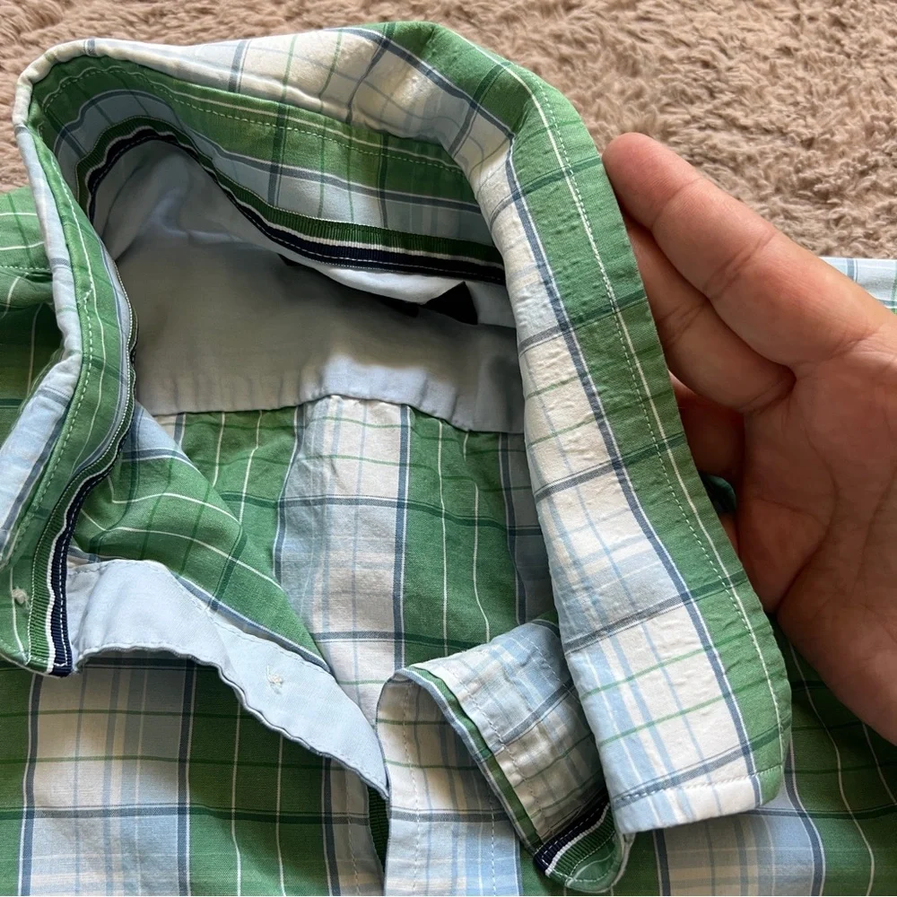 Banana Republic Plaid Button Down Shirt Preppy Western Rodeo Men's Size M